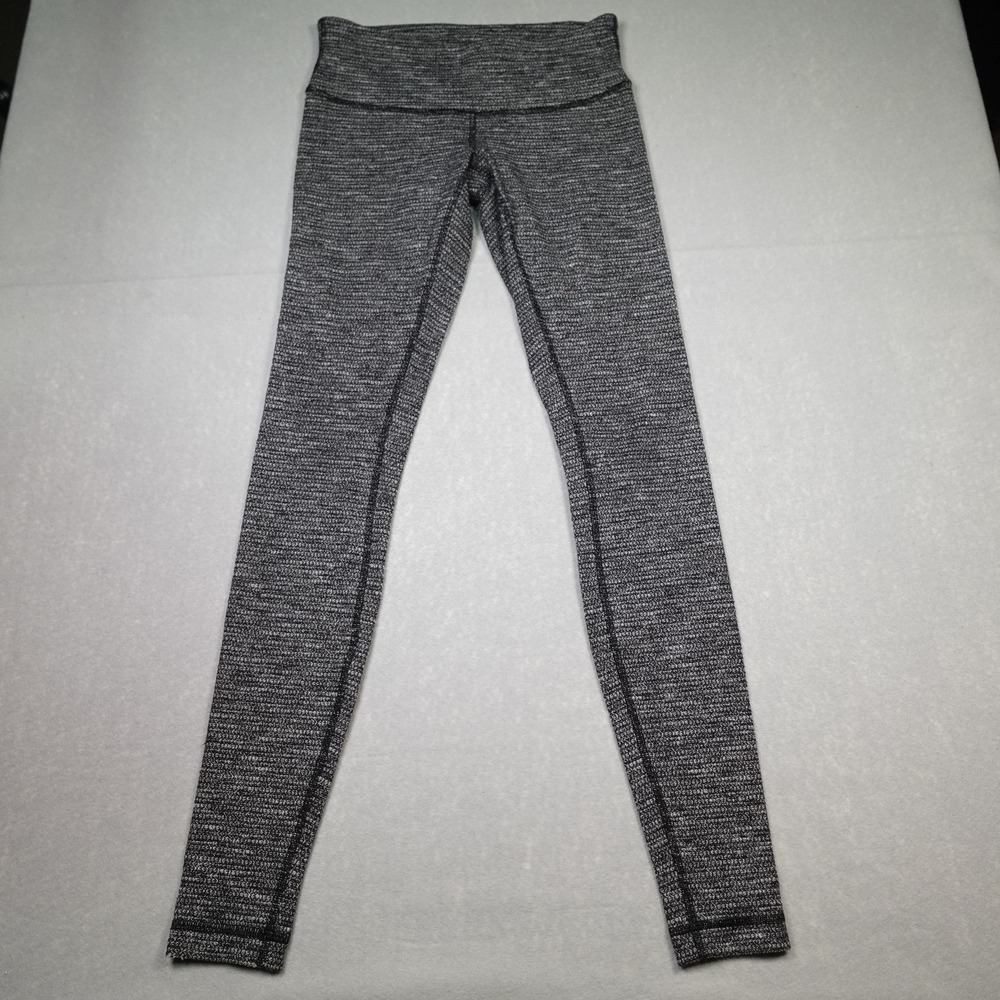 Lululemon Pants Womens 6 Gray Black Full Length High Rise Yoga Leggings Athletic
